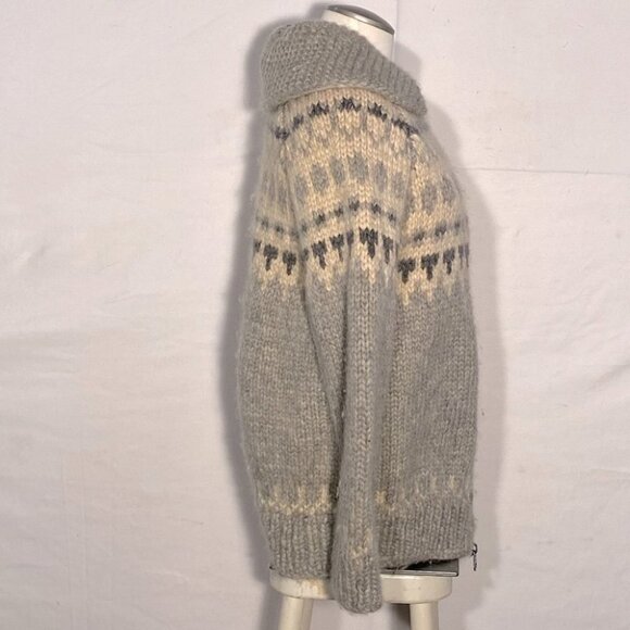 Vintage Genuine Cowichan Hand Knit Full Zip Fair Isle  Wool Sweater M - Picture 15 of 16